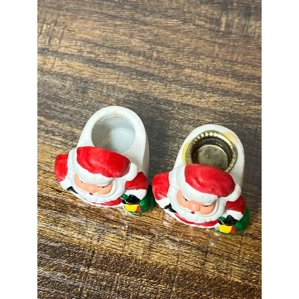 Vintage Santa Tapered Candle Holders Set of 6 Christmas Table Decor Holiday Lot